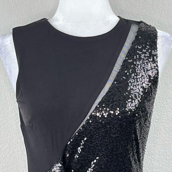 Laundry by Shelli Segal Black Asymmetric Sequined Sleeveless Mini Dress 6 NWT - Picture 6 of 13
